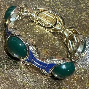 Ann Taylor Gorgeous Green & Blue Enamel Stretch Bracelet